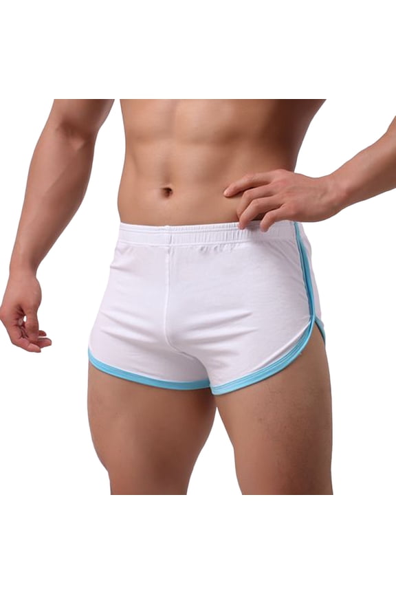 Men's Booty Boxer Short Low Rise Split Side Workout Gym Shorts White XL