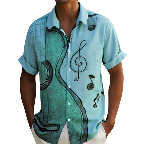 IWRICH Men's Bowling Shirt 1950s Retro Rockabilly Style Short Sleeve Button down Music Hawaiian Shirts 03-Mint Green L