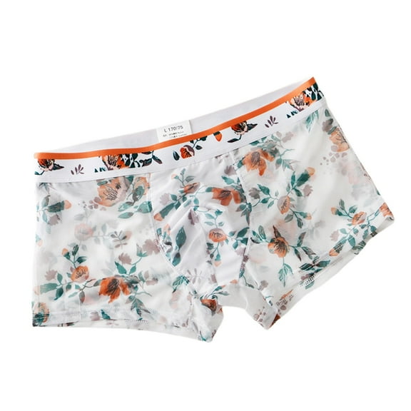 IWRICH Men's Boxer Briefs Breathable Underwear Low Rise Print Valentines Boxers White L