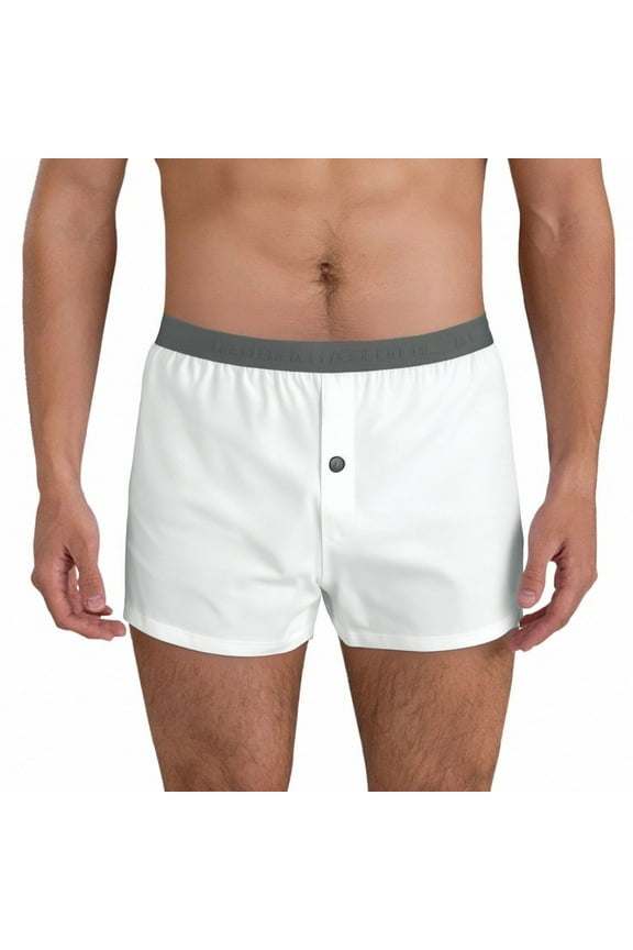 Men's Boxers Comfortable Shorts Soft Anti-Chafing Underwear Tagless Boxers White XXL