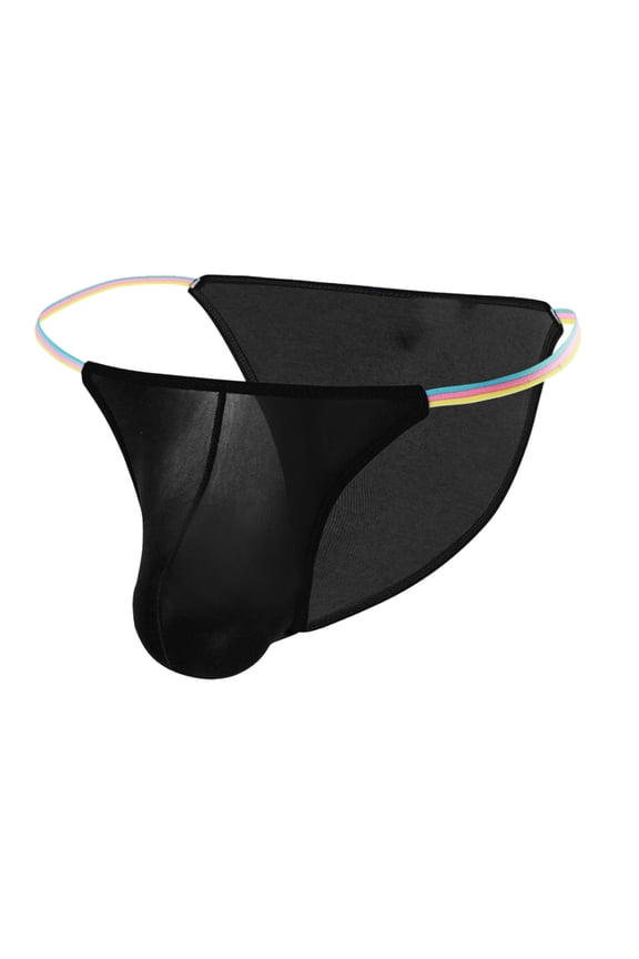 Men's Briefs Low Rise Ice Silk Triangle Bikini Briefs and Underwear Black L