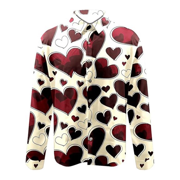 IWRICH Men's Button down Valentine's Day Shirt Fahsion Formal Casual Shirt Blouse Long Sleeve Slim Fit Business Shirts 04-Red M