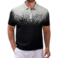 thumbnail image 1 of IWRICH Men's Button up Short Sleeve Polo Shirt Collared Athletic Tennis Shirts Graphic Printed Casual Summer Tees 01-Black S, 1 of 3