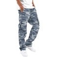 thumbnail image 1 of IWRICH Men's Camo Cargo Pants Drawstring Casual Joggers Relaxed Fit Work Casual Hiking Athletic Workout Streetwear 12-Light Blue XXL, 1 of 5