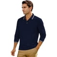 thumbnail image 1 of IWRICH Men’s Casual Polo Shirts Long Sleeve Button up Collared Pullover Tops Business Classic Workwear Navy XXXL, 1 of 6