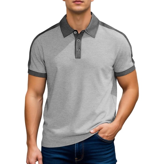 IWRICH Men's Classic Basic Polo Shirts Short Sleeve Athletic Collared Shirt Tennis T-Shirt Casual Summer Work Tops Light Gray S