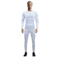 thumbnail image 1 of IWRICH Men's Compression Outfits Cool Long Sleeve Athletic Sets 2 Piece Sports Base Layer Workout Leggings White XL, 1 of 8