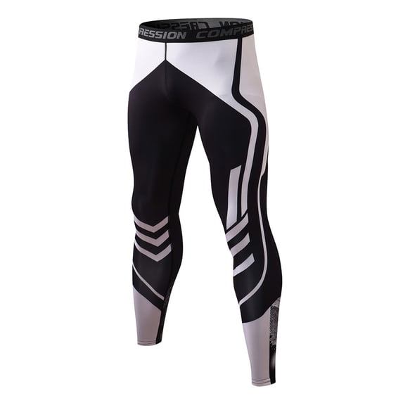 IWRICH Men's Compression Pants Running Tights Gym Yoga Leggings for Athletic Workout White M