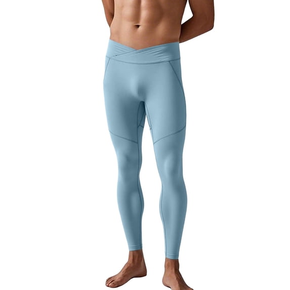 IWRICH Men’s Compression Pants Tights Leggings Sports Base Layer Running Athletic Workout Active Pants Blue XXL