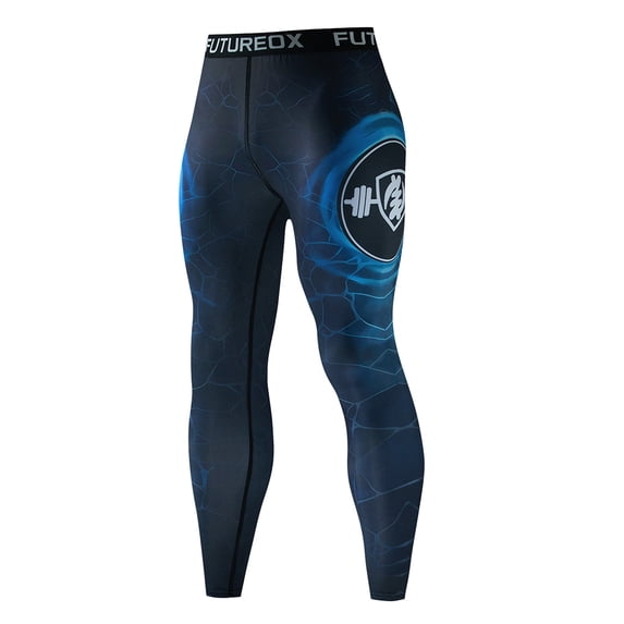 IWRICH Men's Compression Pants Workout Tights Leggings Base Layer Boxing Running Athletic Tights 01-Blue XL
