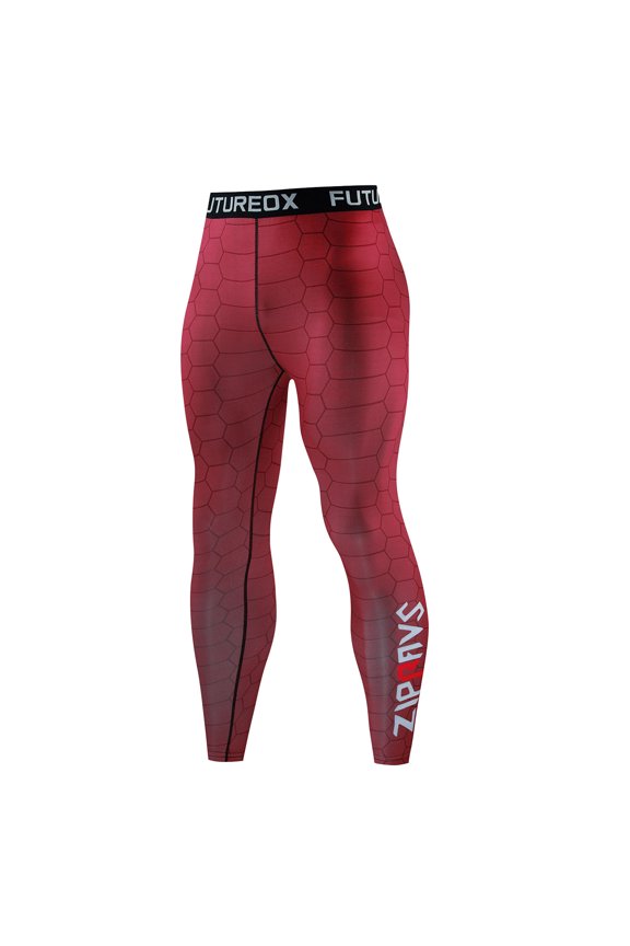 Men's Compression Pants Workout Tights Leggings Base Layer Boxing Running Athletic Tights 04-Red L