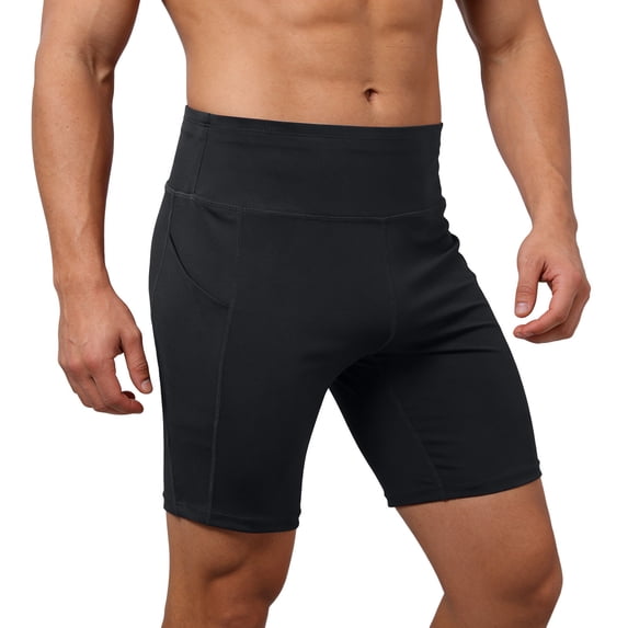 IWRICH Men's Compression Shorts Running Workout Shorts Cooling Underwear Shorts Tights with Pocket Black M
