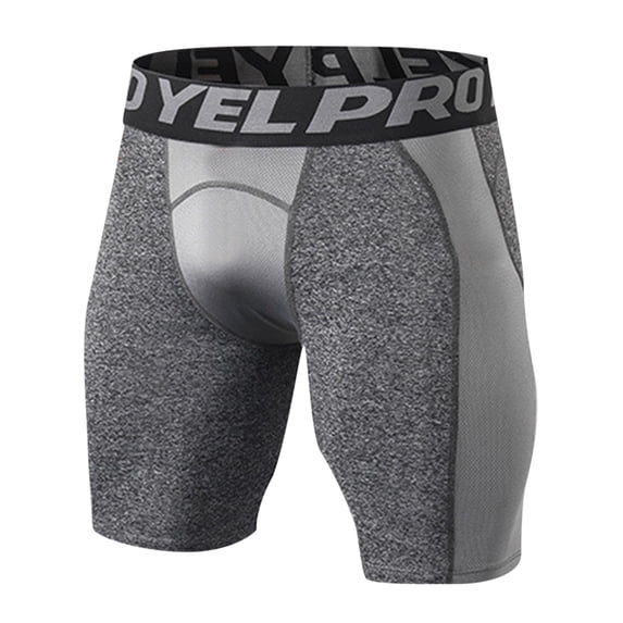IWRICH Men's Compression Shorts with Pocket Running Gym Yoga Athletic Tights Base Layer Summer Cool Leggings Grey L