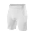 thumbnail image 1 of IWRICH Men's Compression Shorts with Pockets Performance Athletic Shorts for Workouts Sports Running Underwear White XL, 1 of 5