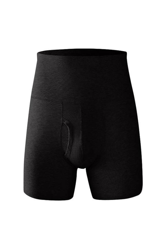 Men's Compression Tummy Control Shorts High Waist Underwear Basic Soft Boxer Briefs Black L