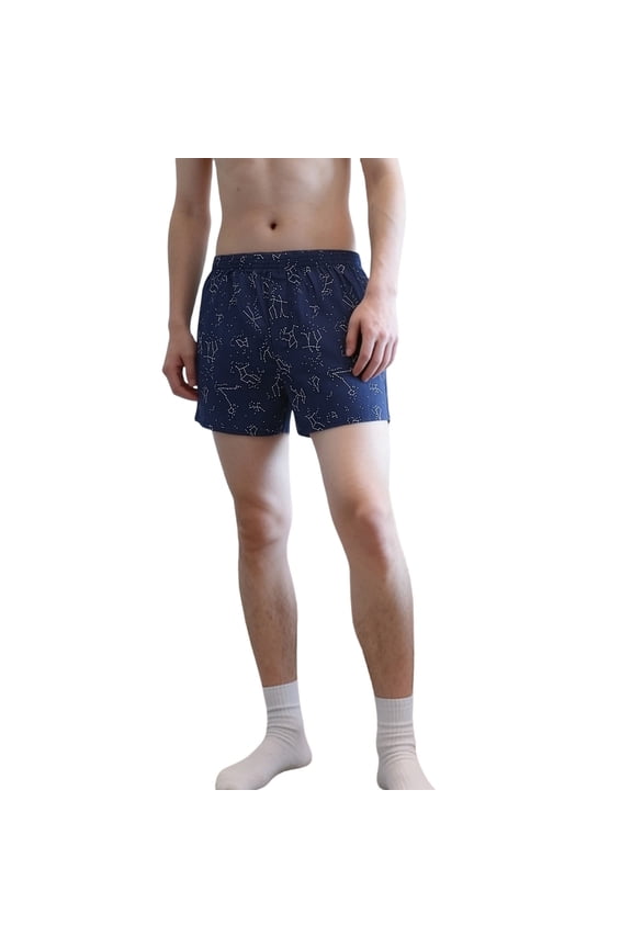 Men's Cute Graphic Print Boxer Shorts Loose Fit Breathable Underwear Blue XXL