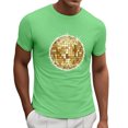 thumbnail image 1 of IWRICH Men's Disco Graphic Printed Crew Neck T Shirts Short Sleeve Casual Tees Mardi Gras Tops Green XL, 1 of 5