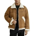 thumbnail image 1 of IWRICH Men's Shearling Ranchers Bomber Jacket Casual Oversize Baggy Warm Jackets Big and Tall Winter Coat Khaki XL, 1 of 6