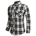 thumbnail image 1 of IWRICH Men's Flannel Shirt Casual Regular Fit Long Sleeve Button down Plaid Shirt with Flap Pockets Black XXXXL, 1 of 4