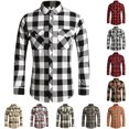 thumbnail image 1 of IWRICH Men's Flannel Shirt Casual Regular Fit Long Sleeve Button down Plaid Shirt with Flap Pockets White XL, 1 of 7