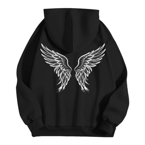 IWRICH Men's Graphic Printed Hoodies Long Sleeve Drawstring Hooded Sweatshirts Casual Loose Fit Pullover Tops with Pockets Black XXXL