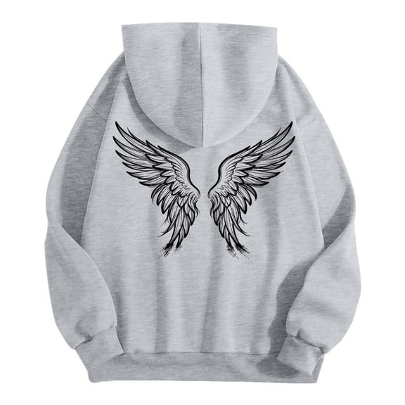 IWRICH Men's Graphic Printed Hoodies Long Sleeve Drawstring Hooded Sweatshirts Casual Loose Fit Pullover Tops with Pockets Grey XXL