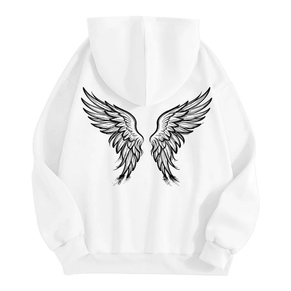 IWRICH Men's Graphic Printed Hoodies Long Sleeve Drawstring Hooded Sweatshirts Casual Loose Fit Pullover Tops with Pockets White XL