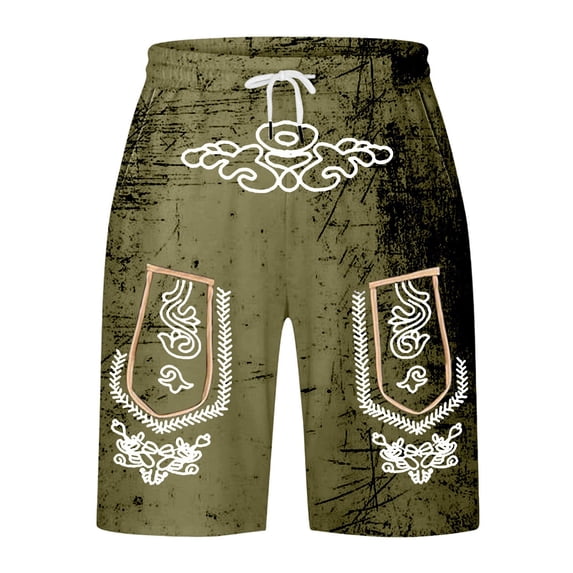 IWRICH Men's Graphic Printed Retro Shorts Drawstring Elastic Waist Short Pants Casual Fashion Plus Size Pants with Pockets Army Green XXL