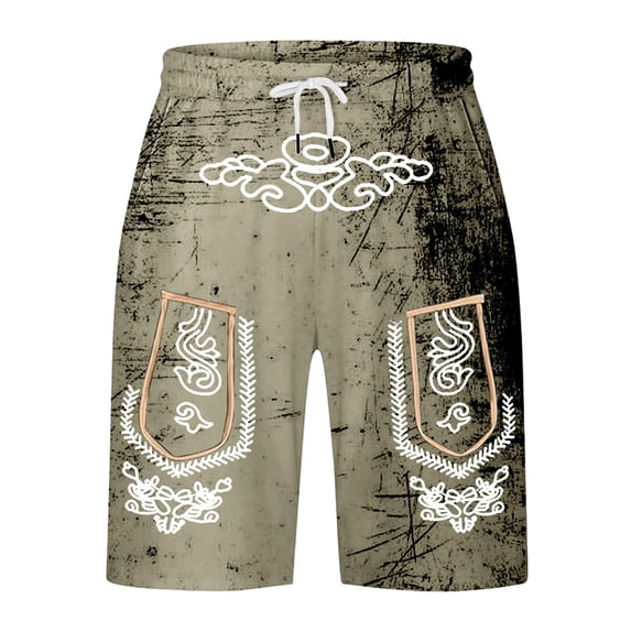 IWRICH Men's Graphic Printed Retro Shorts Drawstring Elastic Waist Short Pants Casual Fashion Plus Size Pants with Pockets Light Green S
