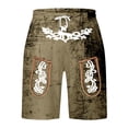 thumbnail image 1 of IWRICH Men's Graphic Printed Retro Shorts Elastic Waist Drawstring Short Pants Casual Fashion Plus Size Pants with Pockets Green XL, 1 of 4
