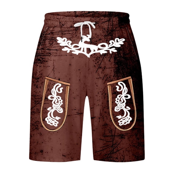IWRICH Men's Graphic Printed Retro Shorts Elastic Waist Drawstring Short Pants Casual Fashion Plus Size Pants with Pockets XL