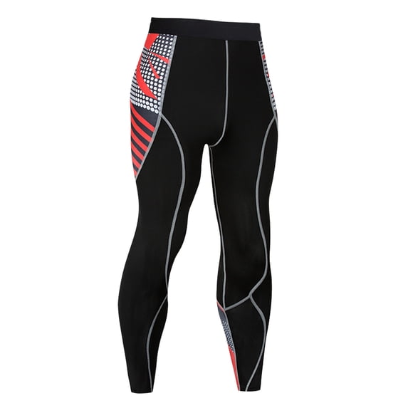 IWRICH Men's Gym Compression Pants Running Tights Yoga Leggings for Athletic Workout 01-Red M