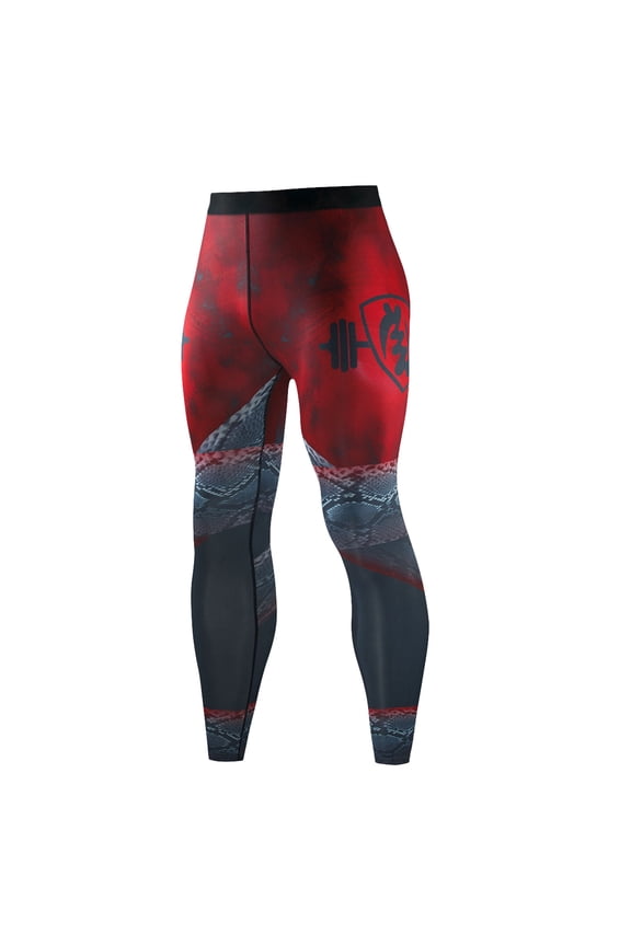 Men's Gym Compression Pants Running Tights Yoga Leggings for Athletic Workout 02-Red XXXL