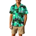 thumbnail image 1 of IWRICH Men's Hawaiian Plus Size Shirt Funky Beach Printed Tropical Beach Shirt Casual Button down Short Sleeve Floral Shirts Tops 01-Mint Green 4XL, 1 of 4
