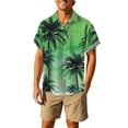 thumbnail image 1 of IWRICH Men's Hawaiian Plus Size Shirt Funky Beach Printed Tropical Beach Shirt Casual Button down Short Sleeve Floral Shirts Tops 05-Green L, 1 of 4