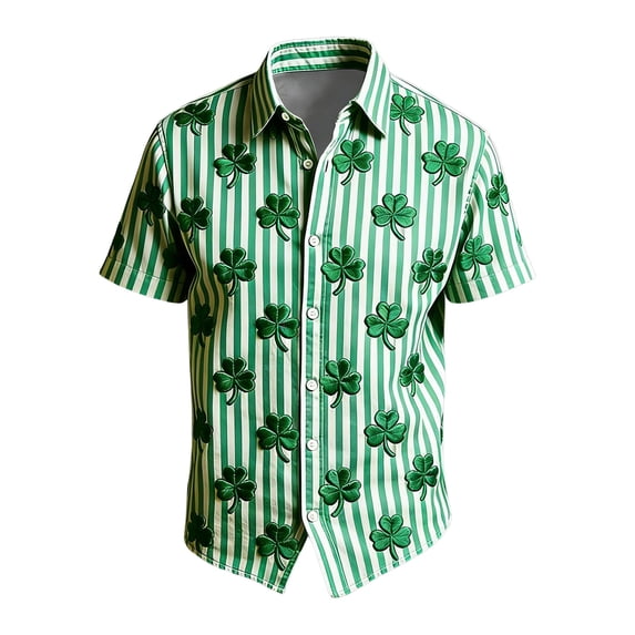 IWRICH Men's Hawaiian Shirt Casual Button down Short Sleeve Beach Dress Shirt for Summer Holiday 02-Green XXXXL