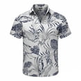 thumbnail image 1 of IWRICH Men's Hawaiian Shirt Short Sleeve Button down Shirts Casual Tropical Floral Printed Summer Holiday Shirts 01-Blue XXXXL, 1 of 4