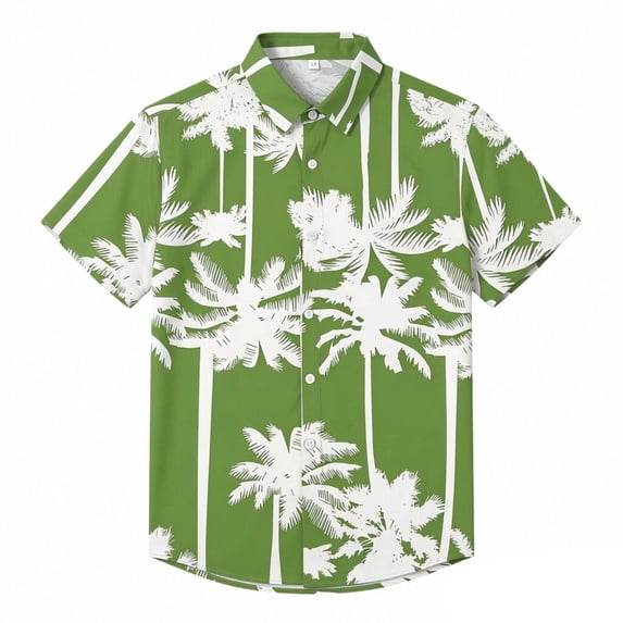 IWRICH Men's Hawaiian Shirts Short Sleeve Button down Aloha Shirts Summer Vacation Beach Shirts Green XXXL