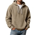 thumbnail image 1 of IWRICH Men's Hoodies Pullover Quarter Zip Casual Long Sleeve Drawstring Waffle Knit Hooded Sweatshirt with Pocket Khaki XXXXL, 1 of 4