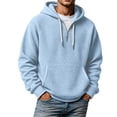 thumbnail image 1 of IWRICH Men's Hoodies Pullover Quarter Zip Casual Long Sleeve Drawstring Waffle Knit Hooded Sweatshirt with Pocket Light Blue M, 1 of 4