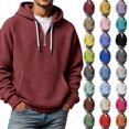 thumbnail image 1 of IWRICH Men's Hoodies Pullover Quarter Zip Casual Long Sleeve Drawstring Waffle Knit Hooded Sweatshirt with Pocket Yellow2 XS, 1 of 4