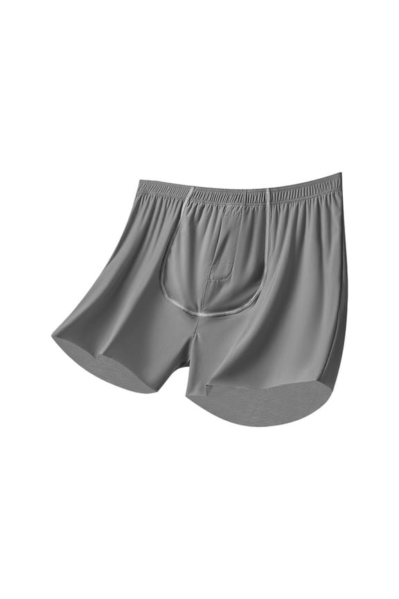 Men's Ice Silk Boxer Briefs Touch Breathable Seamless Underwear Loose Comfortable Underpants Grey XXXL