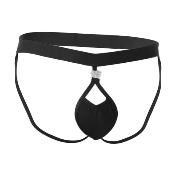 IWRICH Men's Jockstrap Hollow out Low Rise Buckle Underwear with Removable Pouch Black XXL
