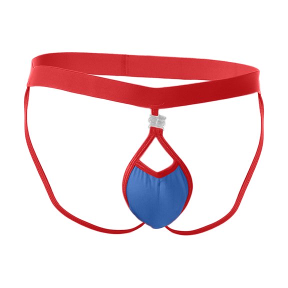 IWRICH Men's Jockstrap Hollow out Low Rise Buckle Underwear with Removable Pouch Blue M