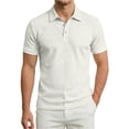 thumbnail image 1 of IWRICH Men's Knit Basic Polo Shirt Short Sleeve Textured Classic Solid Color Tees Collared Business Slim Fit Tops White S, 1 of 7