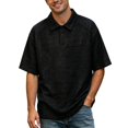 thumbnail image 1 of IWRICH Men's Knit Oversize Polo Shirts Short Sleeve Plus Size Henley Collared Shirt Summer Baggy Streetwear Black XL, 1 of 7