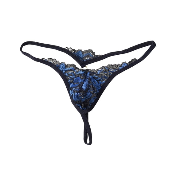 IWRICH Men's Lace Thong Lightweight Low Rise Comfort Fit Soft Stretch Underpants Blue One Size