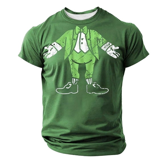IWRICH Men's Leprechaun Body Plus Size T Shirt Funny St. Patrick's Day Irish Tee Short Sleeve Casual Slim Fit Tops Green XS