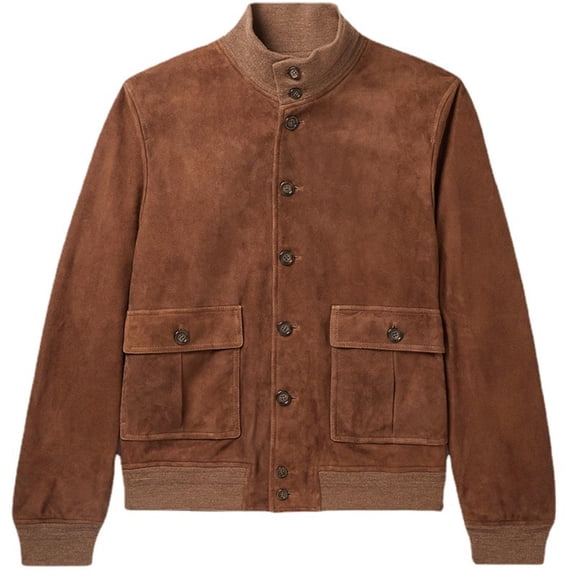 IWRICH Men's Lightweight Jackets Casual Faux Suede Button down Shirt Jackets Fall Winter Outwear with Pockets Brown L