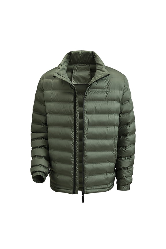 IWRICH Men's Lightweight Puffer Jacket Winter Quilted Puffy Jackets Warm Water-Resistant Windproof Insulated Coats Army Green M